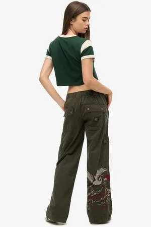 Superdry Femme Pantalon Cargo Brodé Taille Basse Taille: 36