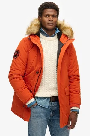 Parka homme shops orange