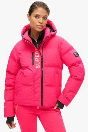 Superdry Femme Sport Doudoune de ski Droite à Capuche Taille: 40