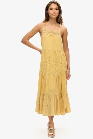 Superdry Femme Robe Caraco Longue à Dentelle Vintage Taille: 42