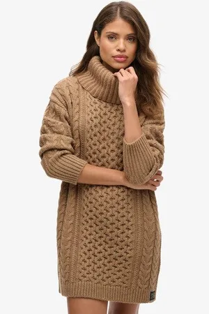 Superdry Femme Robe-pull Torsadée à col Roulé Taille: 38