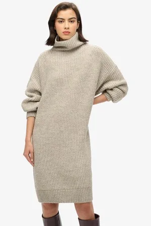 Superdry Femme Robe Pull en Maille Côtelée épaisse Taille: 38