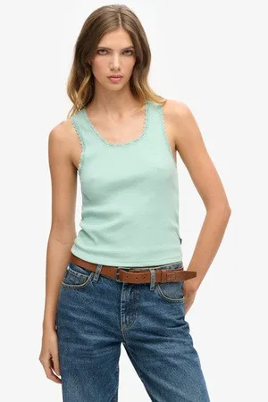 Superdry Femme Débardeur à Liseré en Dentelle Vintage Athletic Essentials Taille: S/M
