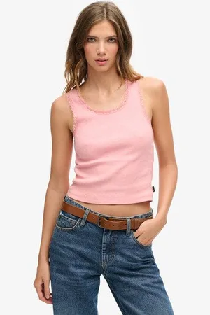 Superdry Femme Débardeur à Liseré en Dentelle Vintage Athletic Essentials Taille: S/M