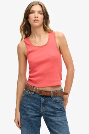 Superdry Femme Débardeur à Liseré en Dentelle Vintage Athletic Essentials Taille: S/M