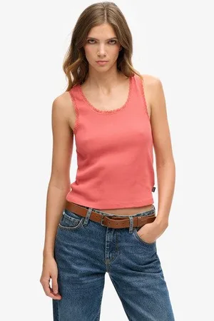 Superdry Femme Débardeur à Liseré en Dentelle Vintage Athletic Essentials Taille: XS/S