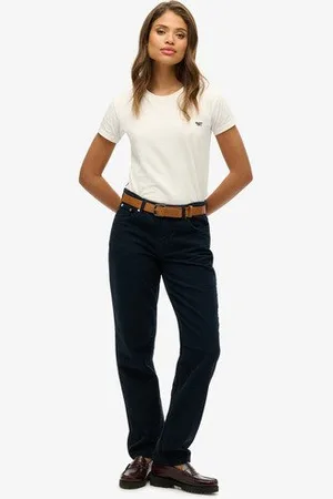 Superdry Femme Pantalon Droit en Velours Côtelé Taille: 26/30
