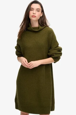 Superdry Femme Robe Pull en Maille Côtelée épaisse Taille: 42