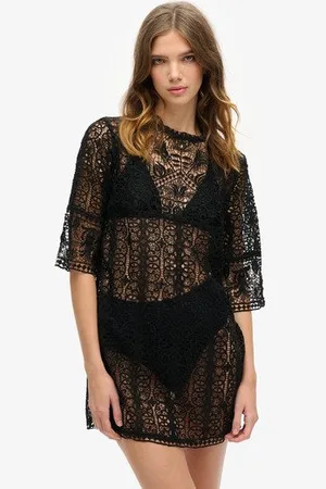 Superdry Femme Robe Courte en Dentelle Beach Cover-up Taille: 14-16