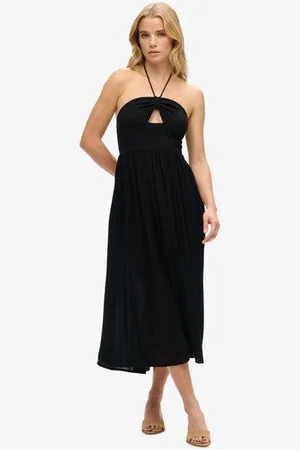 Superdry Femme Robe Mi-longue Ajourée Taille: 38