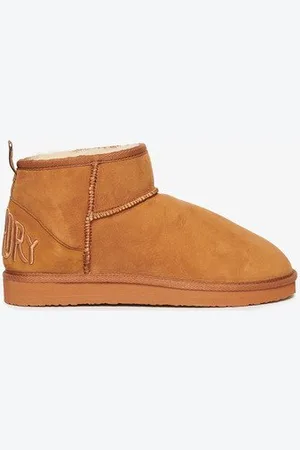 Superdry Femme Mini Bottes en Daim Sherpa Logo Brodé, Taille: 3-4 Taille: 3-4