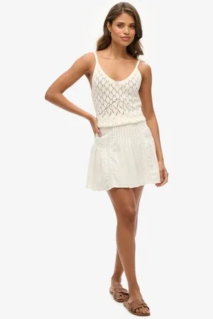 Superdry Femme Mini Jupe Avec Liseré en Dentelle Taille: 42