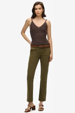 Superdry Femme Pantalon Chino à Taille Mi-haute Taille: 26/32