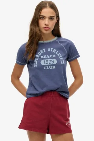 Superdry Femme T-shirt à Manches Raglan et Motif Athletic Taille: 38
