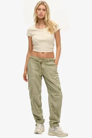 Superdry Femme Pantalon Cargo de Plage Léger Taille: 40