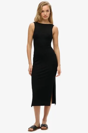 Superdry Femme Robe Mi-longue en Jersey à dos Torsadé Taille: 36