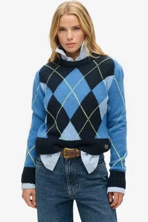 Superdry Femme Jacquard Pull Ras-Du-Cou à Motif, , Taille: 38