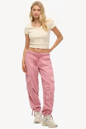 Superdry Femme Pantalon Cargo de Plage Léger Taille: 38