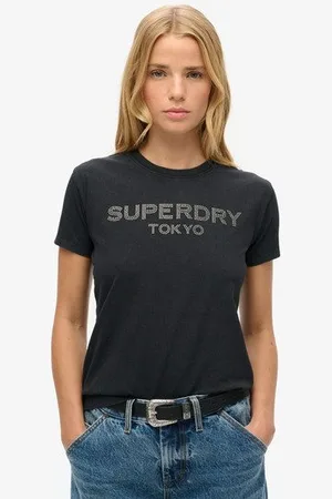 Superdry Femme T-shirt Ajusté à Motif Sport Luxe Taille: 44
