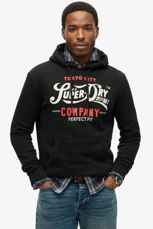 Superdry Homme Sweat à Capuche Perfect Fit Script Taille: M
