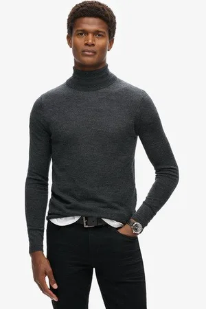 Superdry Homme Pull à col Roulé en Mérinos Taille: L