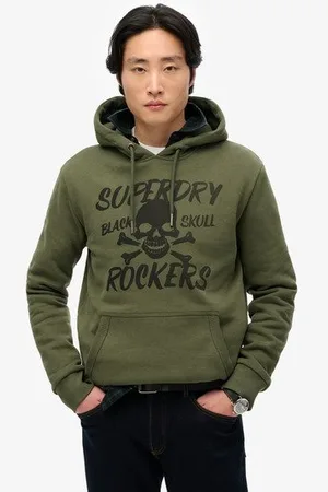 Superdry Homme Sweat à Capuche Noir Skull Taille: M