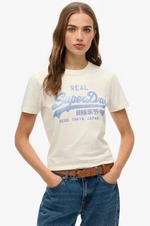 Superdry Femme T-shirt Slim à Strass Vintage Logo Taille: 36