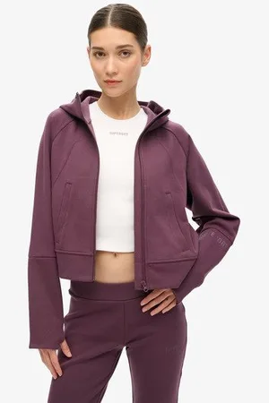 Superdry Dames Sport Tech Relaxed Sweat a Capuche Zippé Logo en Relief, Taille: 42
