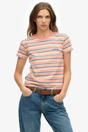 Superdry Femme T-shirt Ajusté à Rayures Essential Logo Taille: 42