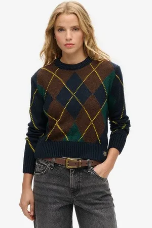 Superdry Dames Jacquard Pull Ras-Du-Cou À Motif, , Taille: 40