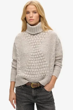 Superdry Femme Pull épais Torsadé à col Roulé Taille: 42