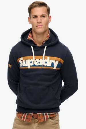 Superdry Homme Sweat à Capuche Rayé à Logo Rétro Taille: M