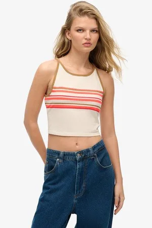 Superdry Femme Débardeur de Surf Rayé Vintage Taille: 40