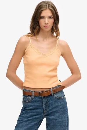 Superdry Femme Caraco en Tissu Finement Côtelé et Dentelle Vintage Taille: XS/S