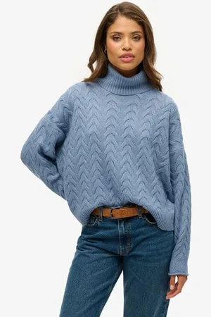 Superdry Femme Pull Léger Torsadé à col Roulé Taille: 36