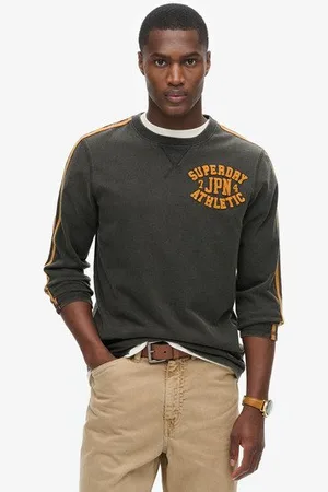Superdry Pour Des Hommes Haut à Manches Longues Vintage Athletic Rayé, Taille: S