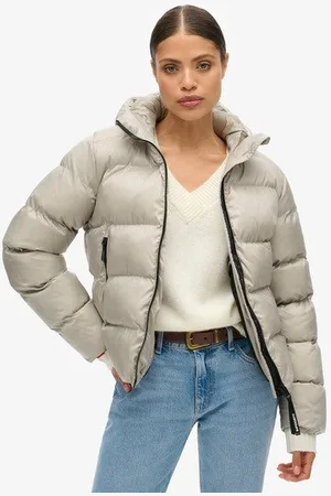 Superdry Dames Luxe Sports Doudoune a Capuche Matelassé, Taille: 44
