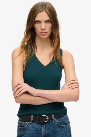 Superdry Femme Débardeur Avec Liseré en Dentelle Athletic Essentials Taille: 10-12