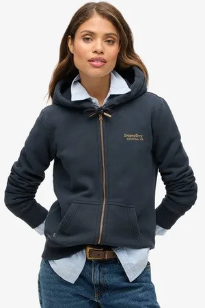 Superdry Femme Sweat à Capuche Zippé à Logo Essential Taille: 44