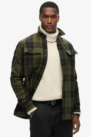 Superdry Homme Surchemise Zippée en Laine à Carreaux Avec Doublure en Polaire Taille: M