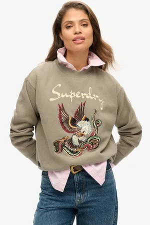 Superdry Dames Ample Brodé Suika Sweat Imprimé, Taille: 42