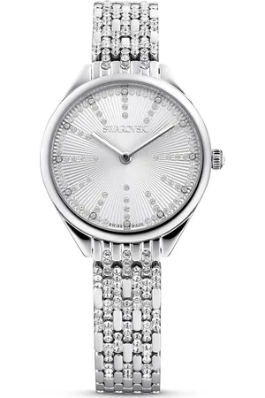 Swarovski Montre Attract, Fabriqué en Suisse, Pavé, Bracelet en métal, Ton argenté, Acier inoxydable