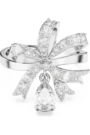Swarovski Bague cocktail Hyperbola, Nœud, Blanche, Métal rhodié