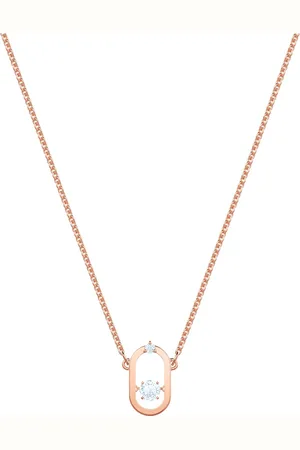 Swarovski Collier Una, Taille ronde, Forme ovale, , Placage de ton or rosé