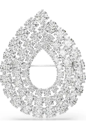 Swarovski Broche Matrix, Taille ronde, Blanche, Métal rhodié