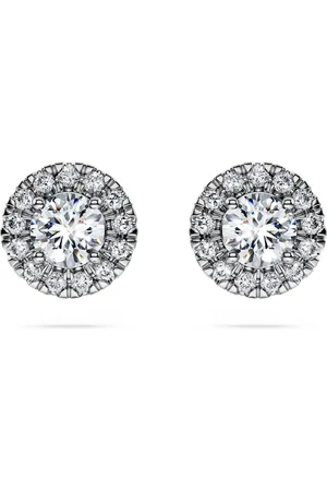 Swarovski Clous d’oreilles halo Eternity, Diamants de synthèse 0,75 ct tw, Forme ronde, Or 18 carats