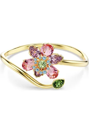 Swarovski Bracelet-jonc, Tailles variées, Fleur, Multicolore, Placage de ton or