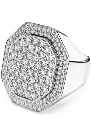 Swarovski Bague cocktail Dextera, Forme octogonale, Blanche, Métal rhodié