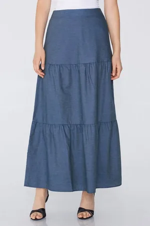 Tezenis Jupe Longue à Volants en Toile Effet Denim Femme