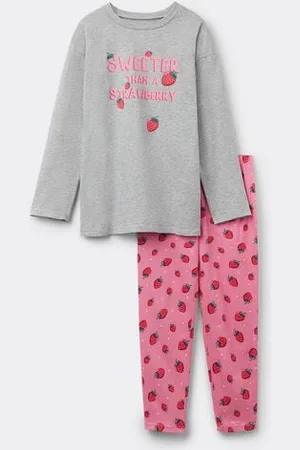 Tezenis Pyjama Long Coton Imprimé Fraise Fille Fille